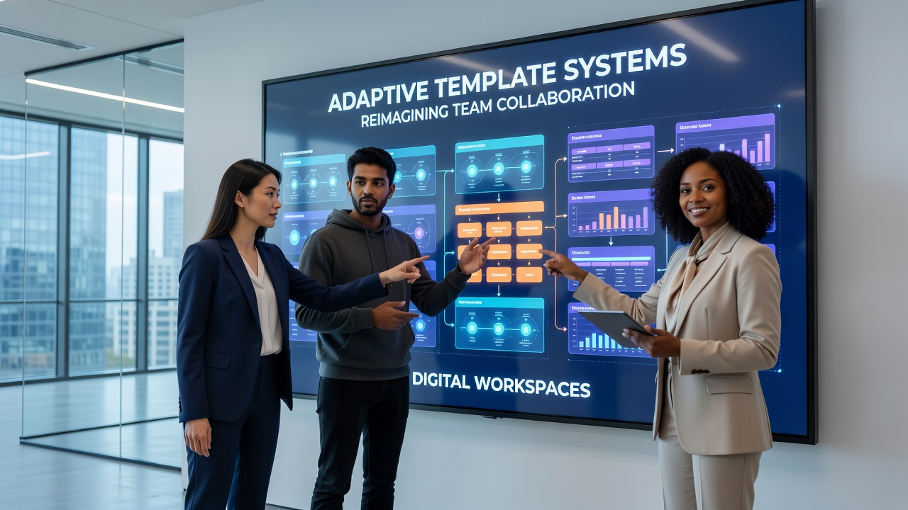 Detailed view of adaptive templates adjusting in real time during a collaborative digital workspace session